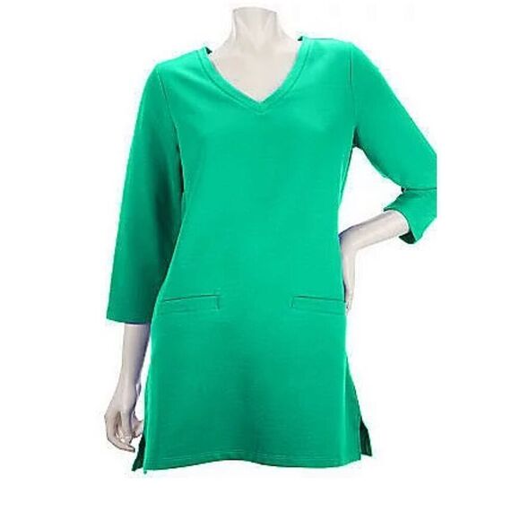 Susan Graver Womens 3X Brushed French Terry 3/4 Sleeve Tunic Heather Gray New - Picture 3 of 6